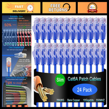 Cat6a Slim Ethernet Patch Cable 1.5ft - 24 Pack, 10G Network Cables for Home/Off picture