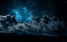 Landscape space stars clouds night mountains silhouette Custom Gaming Mat Desk picture