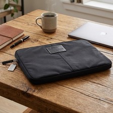 Coach Black Nylon With Gold Tone Tag Laptop Sleeve Case Business Practical picture