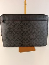 COACH Laptop/Tablet Case, Signature Leather, Black (Model F66552) for 15