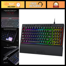RGB Wired Gaming Keyboard, 98 Keys Mechanical-Feel, Macro & Multimedia Keys, Det picture