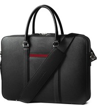 NEW Maverick & Co Manhattan Double Zip Leather Briefcase Black/Red picture
