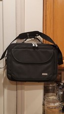 London Fog Canvas Black Laptop Computer Briefcase Carry-on Travel Bag EUC picture