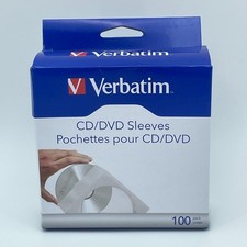VERBATIM CD DVD Sleeves 100 Pack White Paper Clear Window Organizer NEW picture