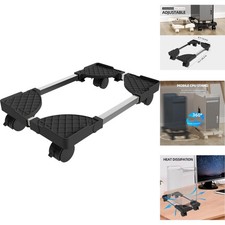 Adjustable Computer Tower Stand Rolling PC Mobile CPU Tote Holder Caster Wheels picture