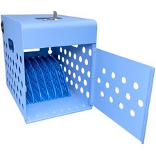 8 Device Tablet Laptop Charging Station Locking Cabinet Cable Organizer Blue picture