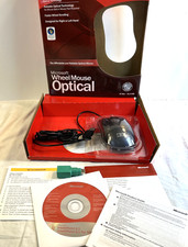 Vintage IBM Microsoft Wheel Mouse Optical Black D66-00069 Sealed Clamshell CIB picture