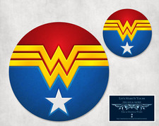 WONDER WOMAN - CUSTOM ROUND MOUSEPAD DESK MAT & COASTER 2 pc OFFICE GIFT SET LOT picture