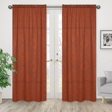 Boho Bohemian Tribal Black Orange Rustic Geometric Decorative Window Treatment P picture