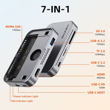 CABLETIME USB C HUB 7 IN 1 with NVMe SSD Magnetic 4K ProRes Video Recording SD/T picture