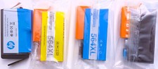 Four (4) 564XL Printer Ink Cartridges, New- 2 photo black, 1 yellow, 1 blue picture