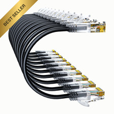 10Gsupxsel Cat6a Patch Cables 0.5ft (10 Pack) Slim, Cat6 0.5FT, Black picture