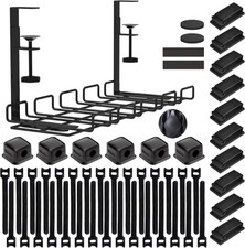 ENGYNC 52-Piece Under Desk Cable Management Tray Kit - 15.7’’ 52-Piece, Black  picture