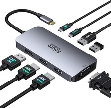 USB C Docking Station Dual HDMI Monitor Adapter, Selore USB C Hub 3 Monitors wit picture